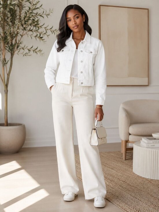 LOFT Jackets & Blazers - LOFT Women’s White Denim Trucker Jacket Button Up Size XL